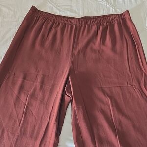 Eileen Fisher Rust Red Wide-Leg Pants, Sz L NWT